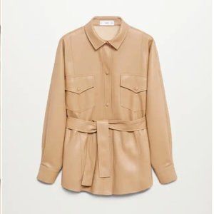 Mango Leather Shirt Jacket